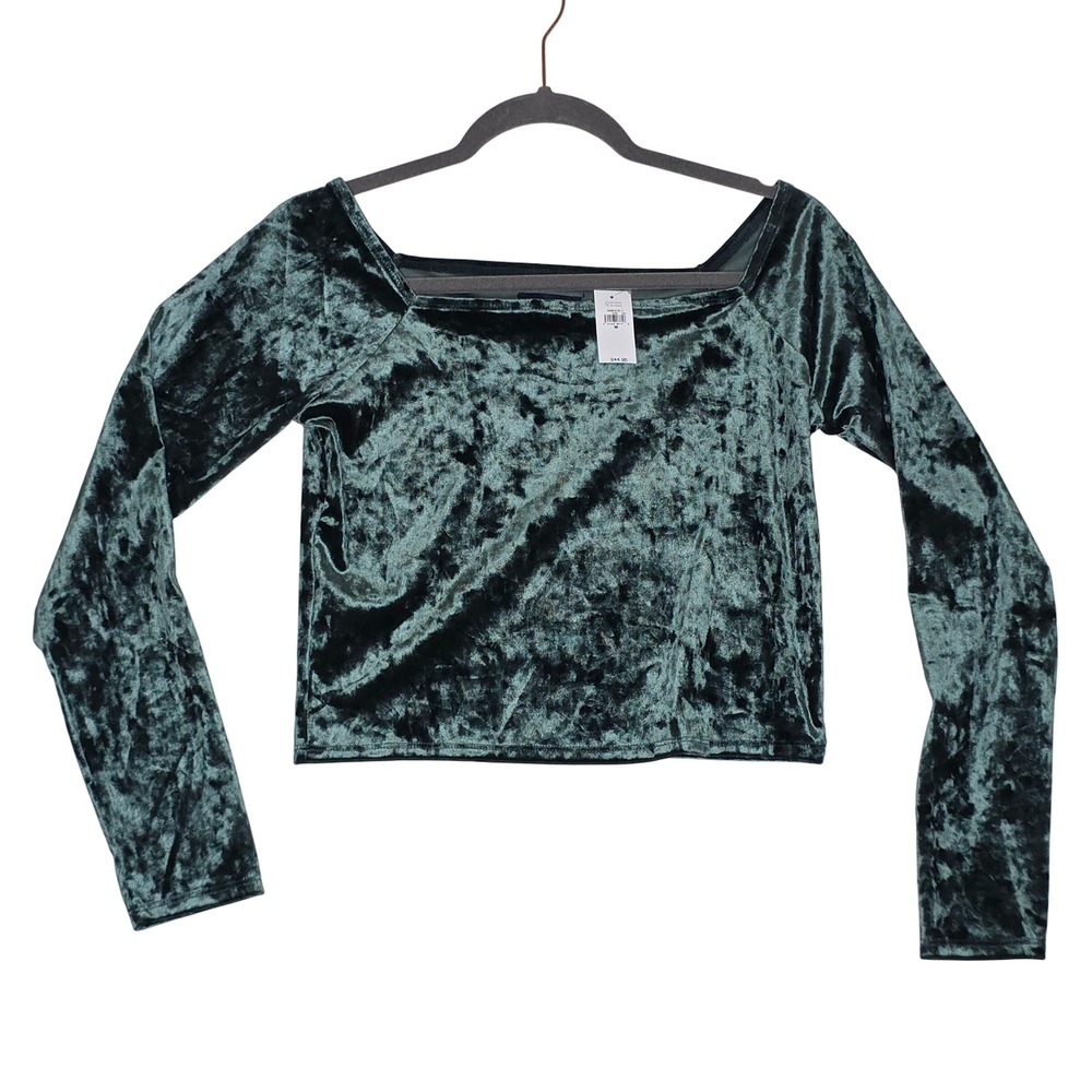 GAP Velvet Crop Top in Dark Green